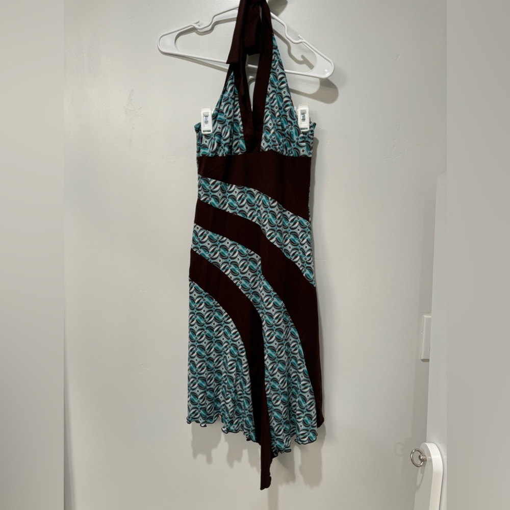 Asymmetrical Cut Halter Printed Dress